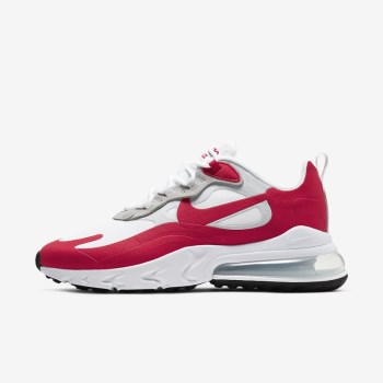 Nike Air Max 270 React - Férfi Utcai Cipő - Fehér/Platina/Fekete/Piros